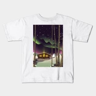 Cabin in the Winter Woods Kids T-Shirt